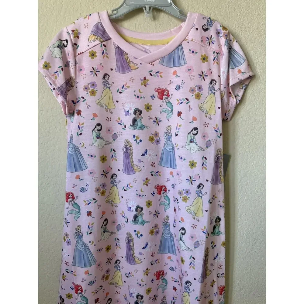 Disney Princess Cinderella Snow White Mulan Short Sleeve Nightshirt Size 9/10